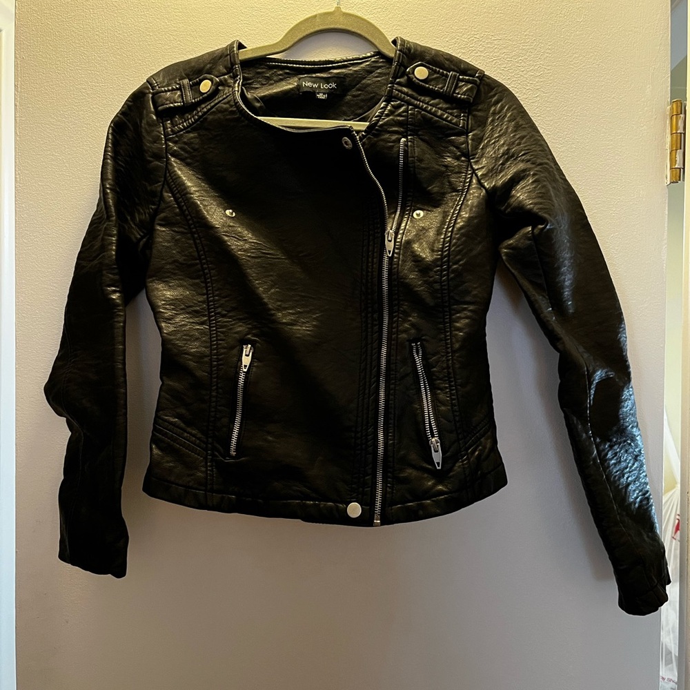 New Look Black Leather Motorcycle Jacket